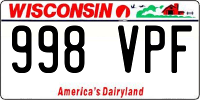 WI license plate 998VPF