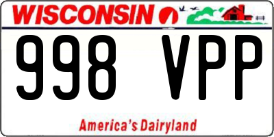 WI license plate 998VPP