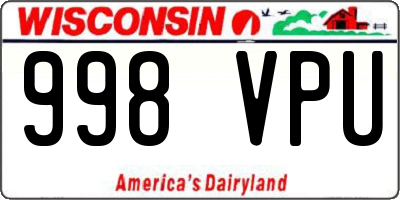 WI license plate 998VPU