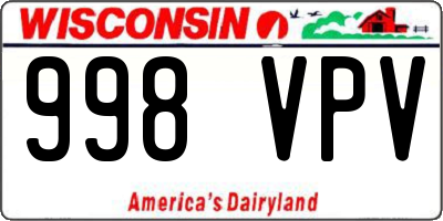 WI license plate 998VPV