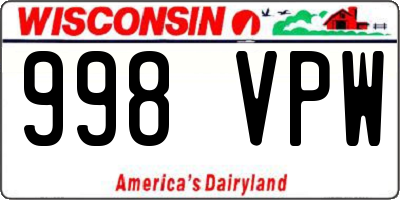 WI license plate 998VPW