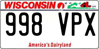 WI license plate 998VPX