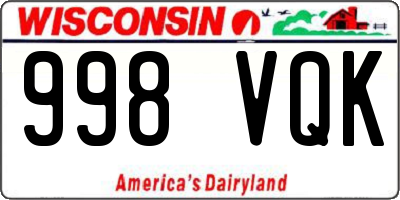 WI license plate 998VQK
