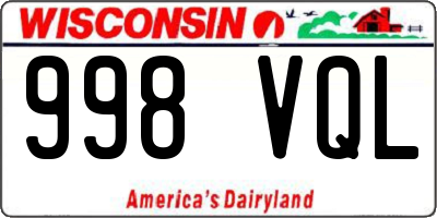 WI license plate 998VQL