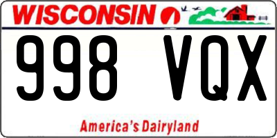 WI license plate 998VQX