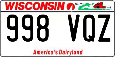 WI license plate 998VQZ