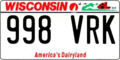 WI license plate 998VRK