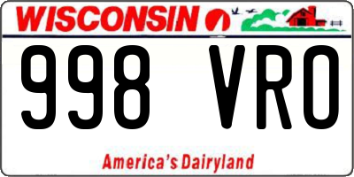 WI license plate 998VRO