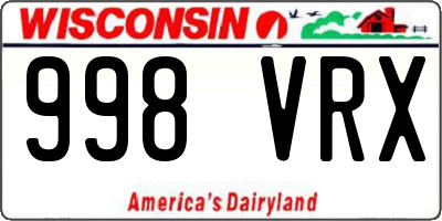 WI license plate 998VRX
