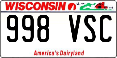 WI license plate 998VSC