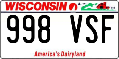 WI license plate 998VSF