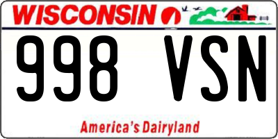 WI license plate 998VSN