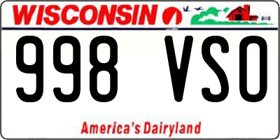 WI license plate 998VSO