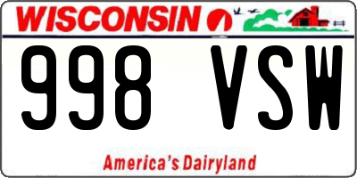 WI license plate 998VSW
