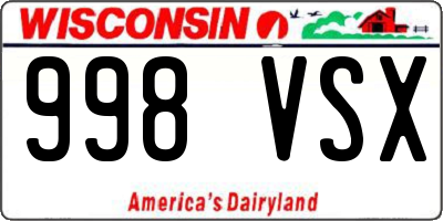 WI license plate 998VSX