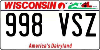 WI license plate 998VSZ