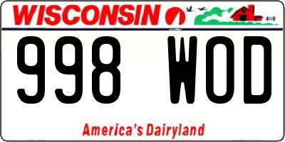WI license plate 998WOD