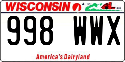 WI license plate 998WWX