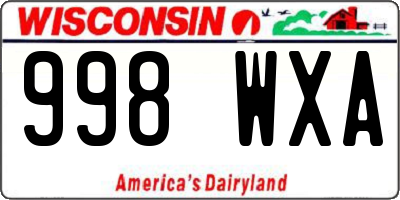 WI license plate 998WXA