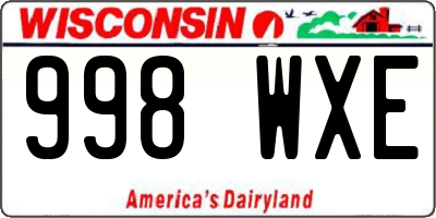 WI license plate 998WXE