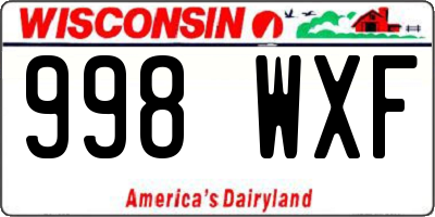 WI license plate 998WXF