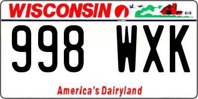 WI license plate 998WXK