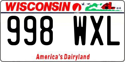 WI license plate 998WXL