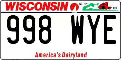 WI license plate 998WYE