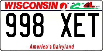 WI license plate 998XET