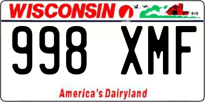 WI license plate 998XMF
