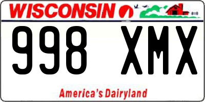 WI license plate 998XMX