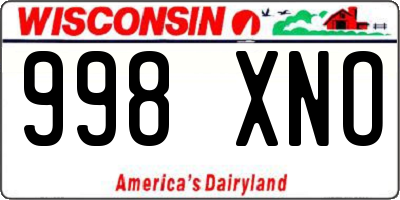 WI license plate 998XNO