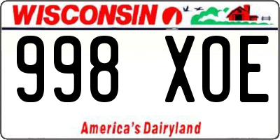 WI license plate 998XOE