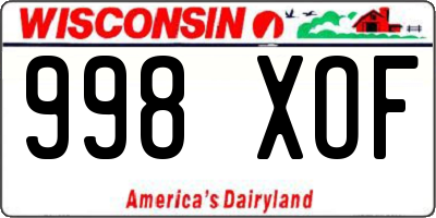 WI license plate 998XOF