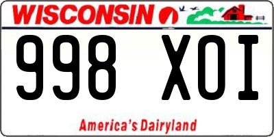WI license plate 998XOI