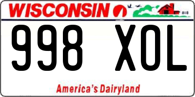 WI license plate 998XOL