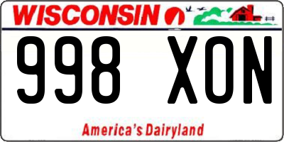 WI license plate 998XON