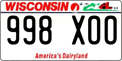 WI license plate 998XOO