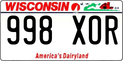 WI license plate 998XOR