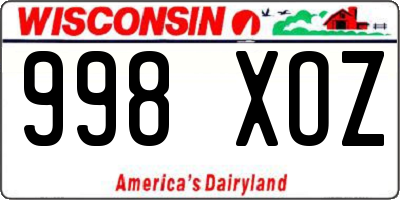 WI license plate 998XOZ