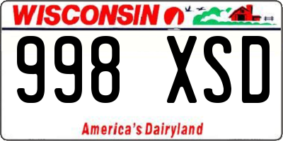 WI license plate 998XSD