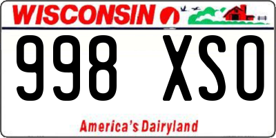 WI license plate 998XSO