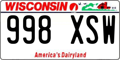 WI license plate 998XSW