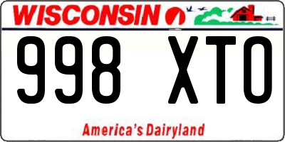 WI license plate 998XTO