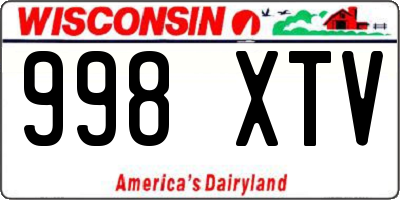 WI license plate 998XTV