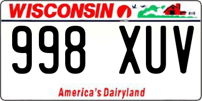 WI license plate 998XUV