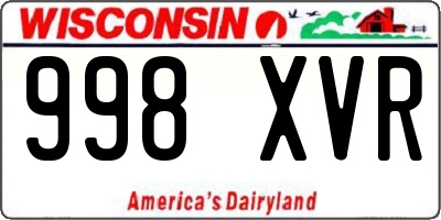 WI license plate 998XVR