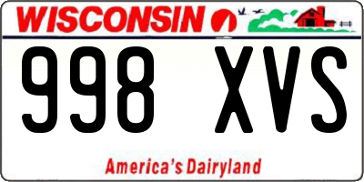 WI license plate 998XVS