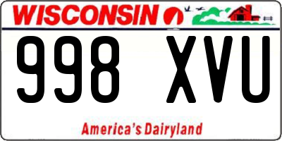 WI license plate 998XVU