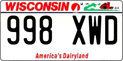 WI license plate 998XWD